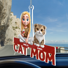 Load image into Gallery viewer, “Celebrate your love for your furry friends!” - Personalized Acrylic Car Hanger - Gift for Cat Dads, Cat Moms, and Pet Lovers Acrylic Car Hanger PopCulturePrints
