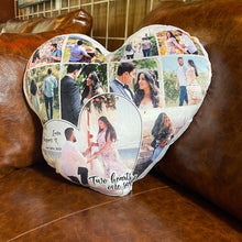 Load image into Gallery viewer, Personalized Heart-Shaped Photo Pillow for Newlywed Couples Pillow PopCulturePrints
