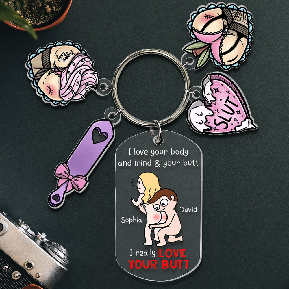 Personalized Couple Tag Keychain - Love Your Body & Mind Keychains PopCulturePrints