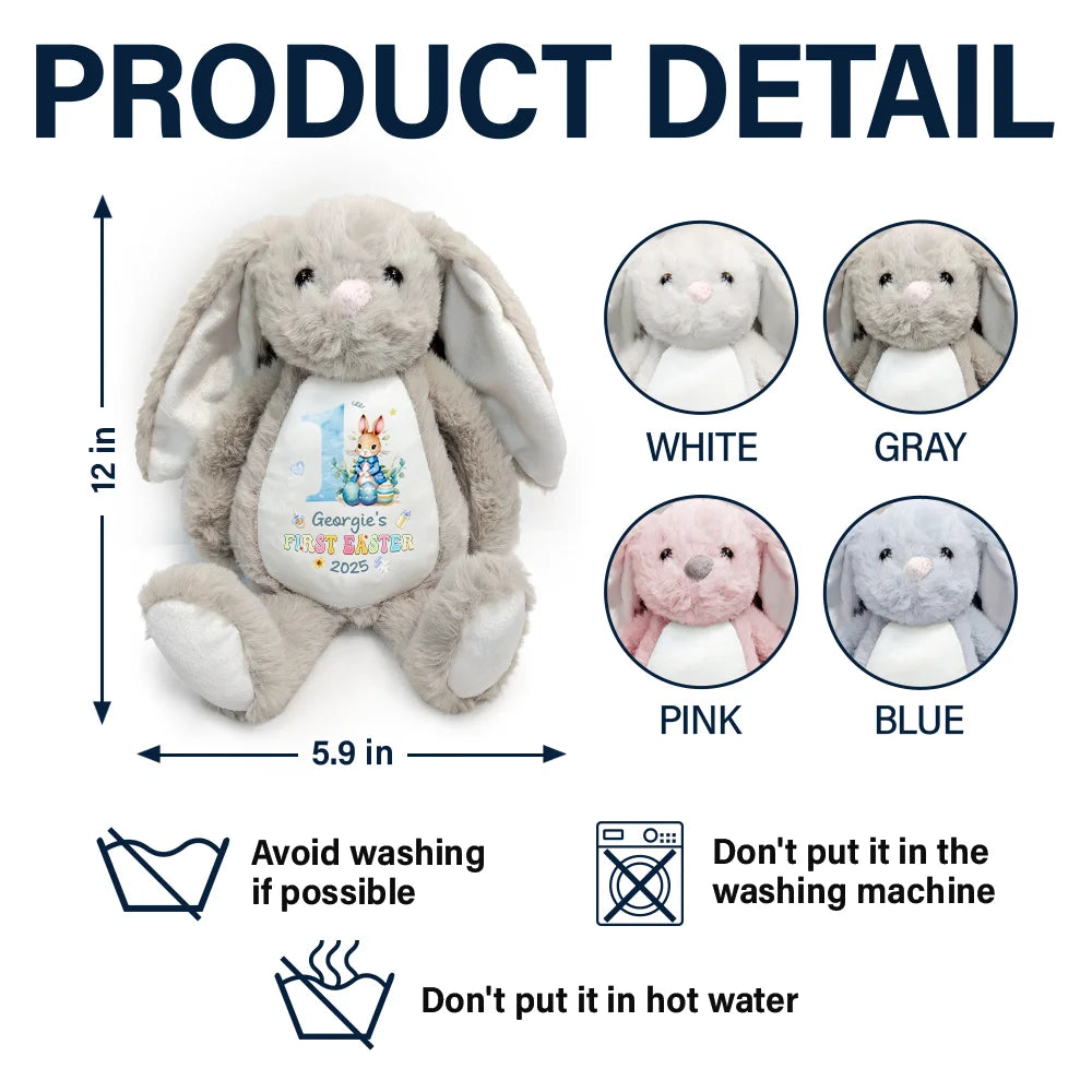"Celebrate Her First Easter with Love" - Personalized Soft Toy Bunny - Gift for Baby Girls, Moms, and Grandmas Soft Toy Bunny PopCulturePrints