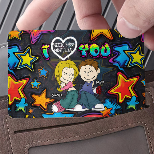 Personalized Couple Wallet Card - I Love You Design Wallet Card PopCulturePrints