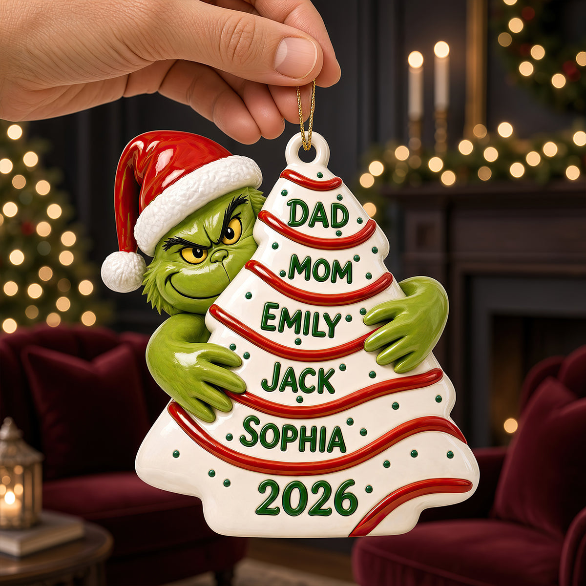 "Celebrate Togetherness This Christmas!" - Personalized Grinch Family Ornament - Custom Gift for Families, Friends, and Loved Ones Ornament PopCulturePrints
