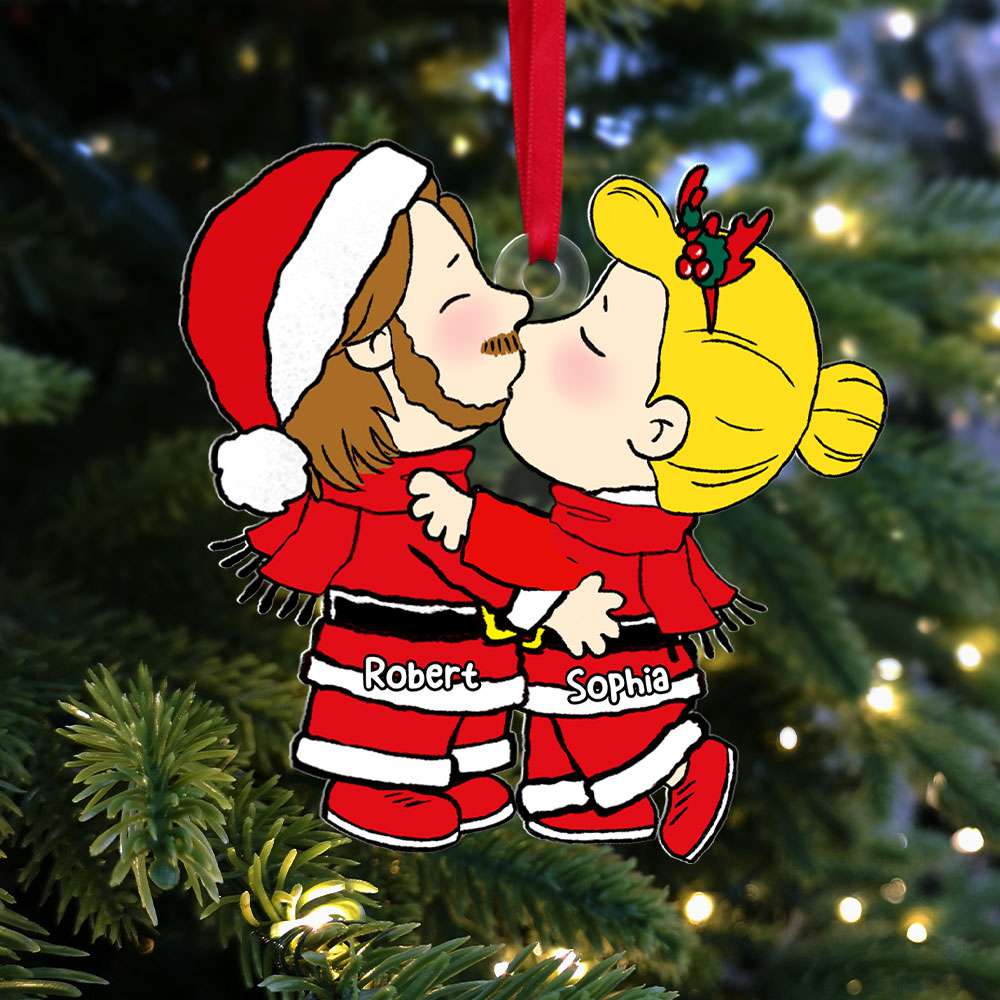 Custom Cartoon Couple Christmas Ornament