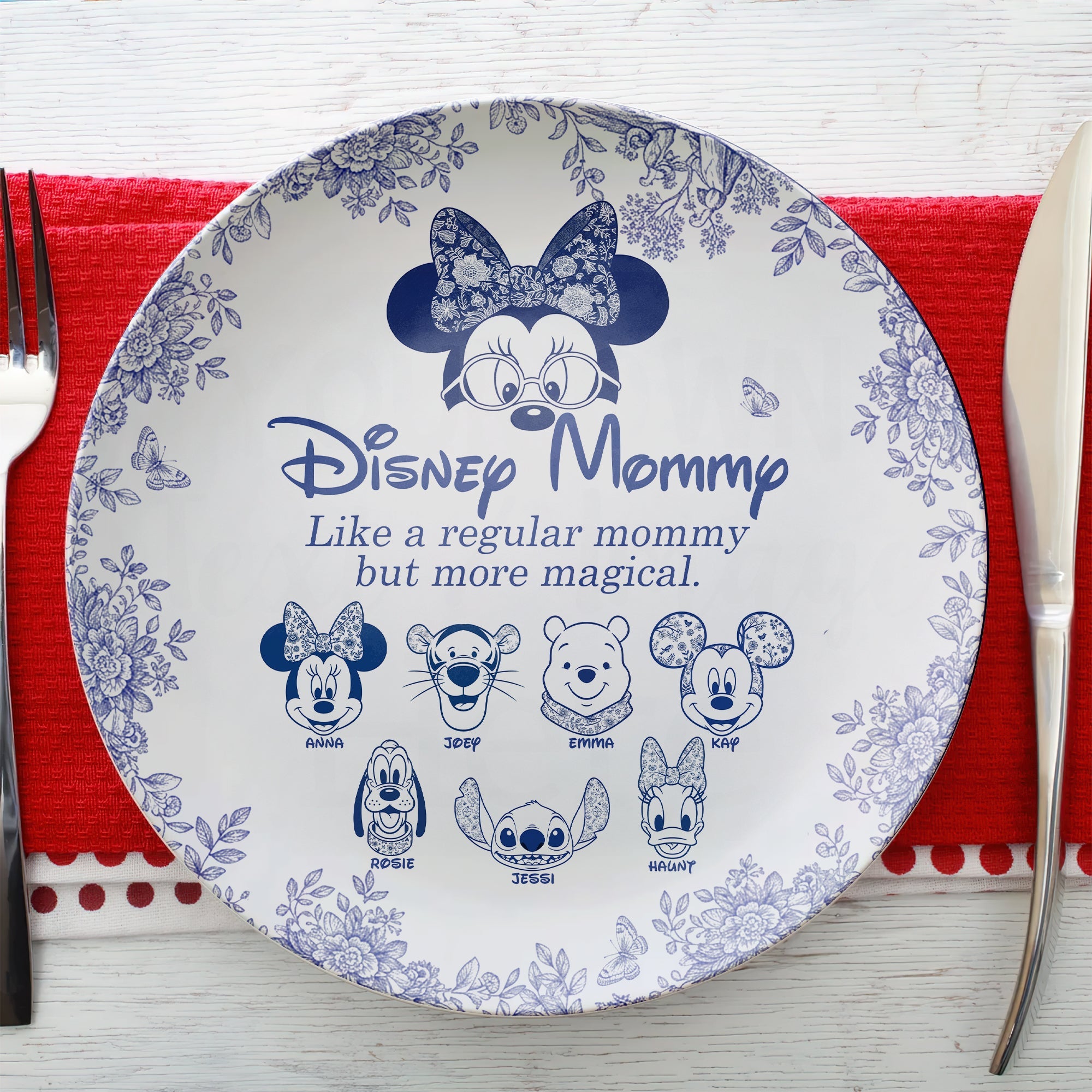 “Like a Regular Mommy but More Magical” - Magical Cartoon Characters Round Plate - Personalized Gift For Mom Ceramic Round Plate PopCulturePrints