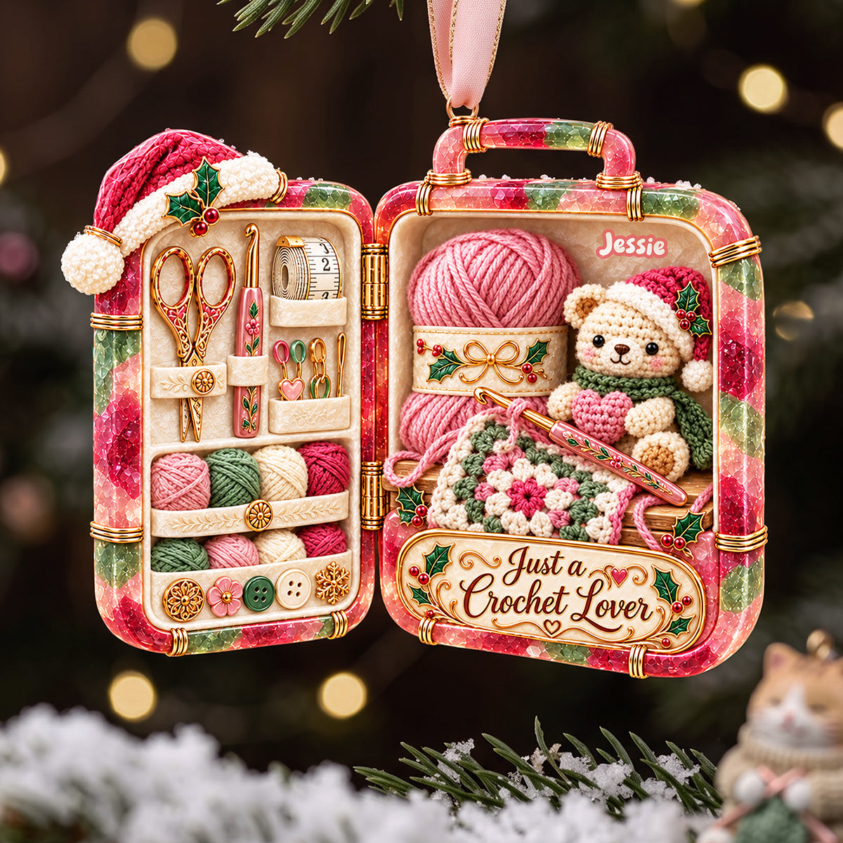 Just a Crochet Lover - Personalized Handmade Craft Acrylic Ornament for Crochet Enthusiasts