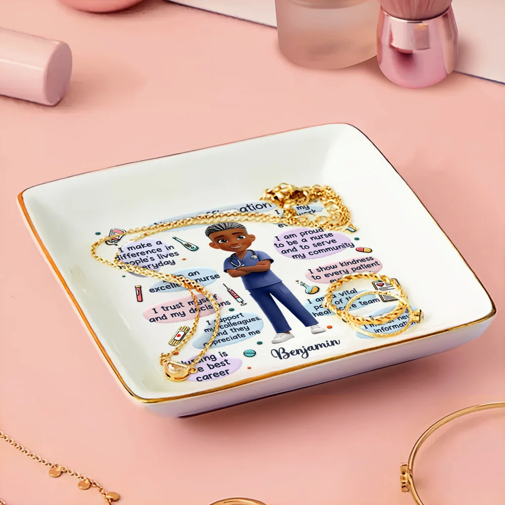 Nurse Daily Affirmations - Personalized Ring Dish for Caregivers Ring Dish PopCulturePrints