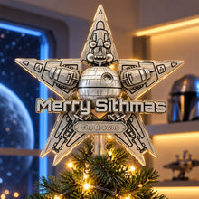 Load image into Gallery viewer, Merry Sithmas - Cosmic Acrylic Christmas Tree Topper for Star Wars Fans Ornament PopCulturePrints
