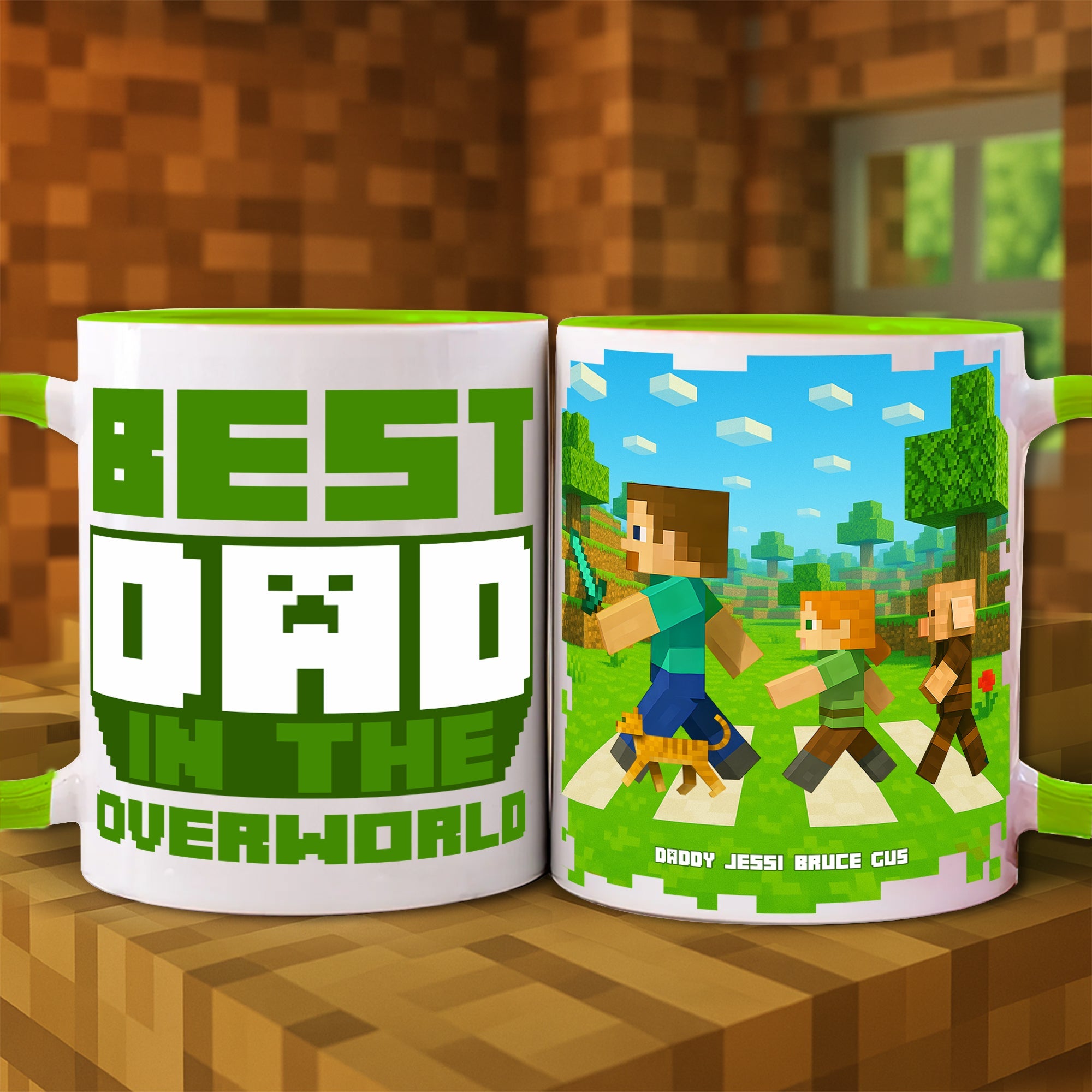 “The Best Dad in the Overworld” - Personalized Accent Mug for Gaming Dads Coffee Mug PopCulturePrints