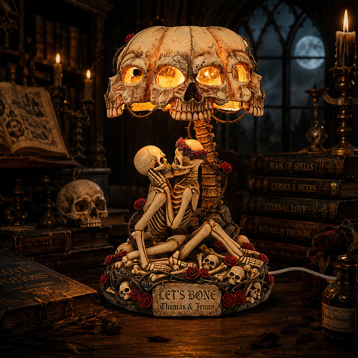 Let's Bone - Naughty Couple Skeleton Acrylic Light Box - Personalized Gifts