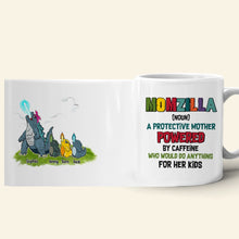 Load image into Gallery viewer, Personalized Momzilla Coffee Mug - Custom Family Names Coffee Mug PopCulturePrints
