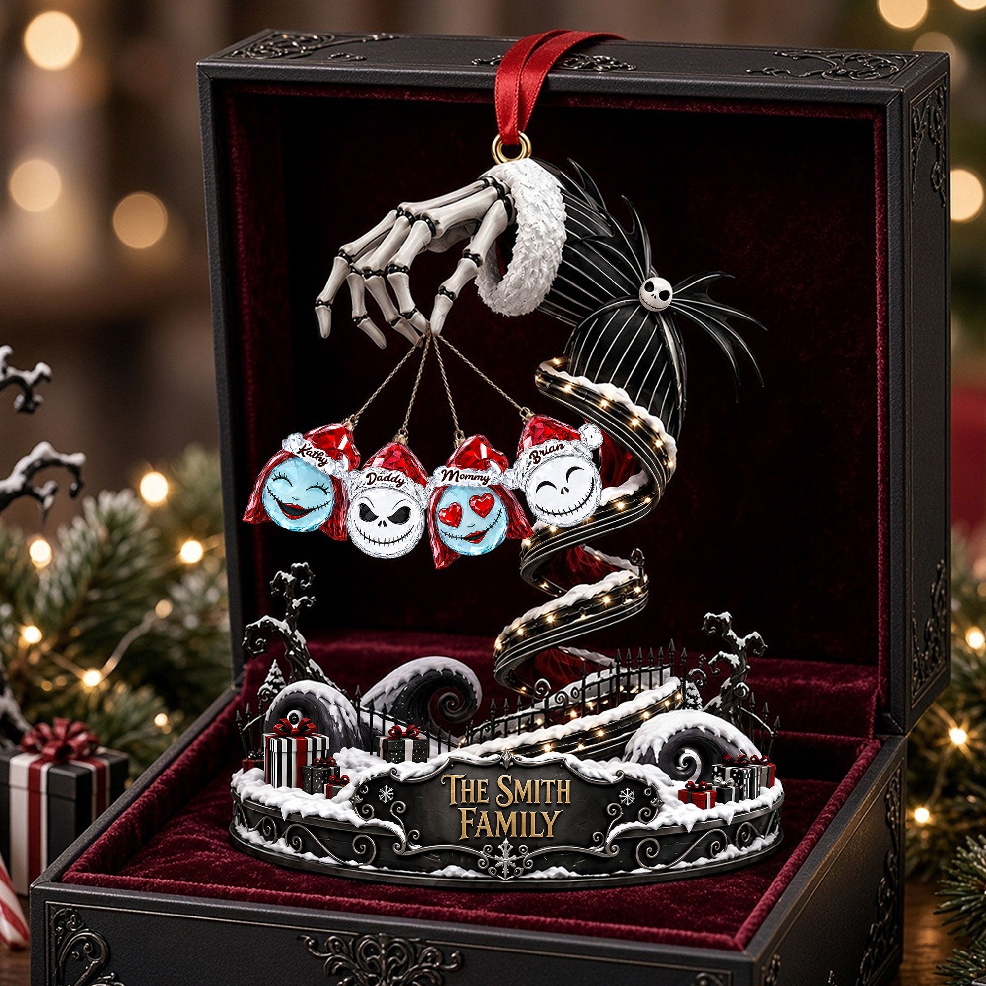 Bring Some Spook-tacular Cheer: Creepy Cute Family Christmas Ornament - Personalized Gift for Your Loved Ones Ornament PopCulturePrints
