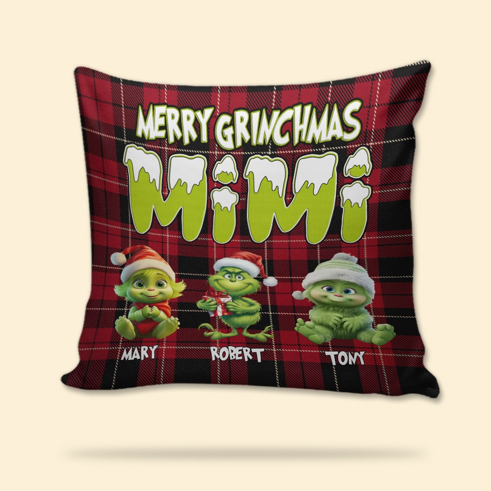 Personalized Grinch Christmas Pillow for Mama