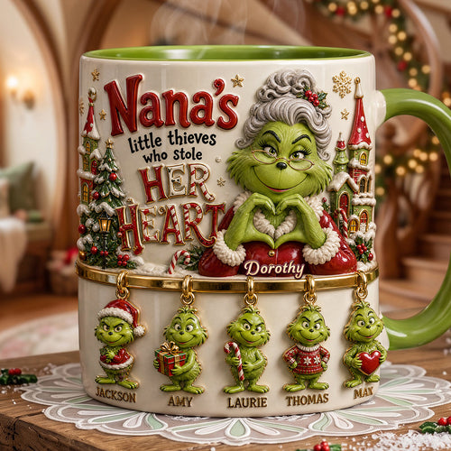 Nana's Little Thieves Who Stole Her Heart - Personalized Grandma Holiday Christmas Coffee Mug Coffee Mug PopCulturePrints