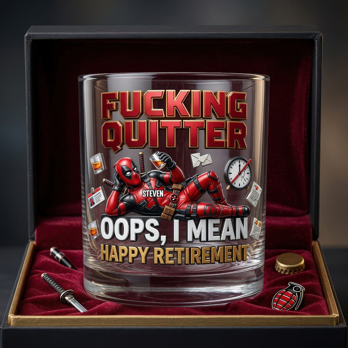 Funny Retirement Round Glass - Personalized Gift for Retirees