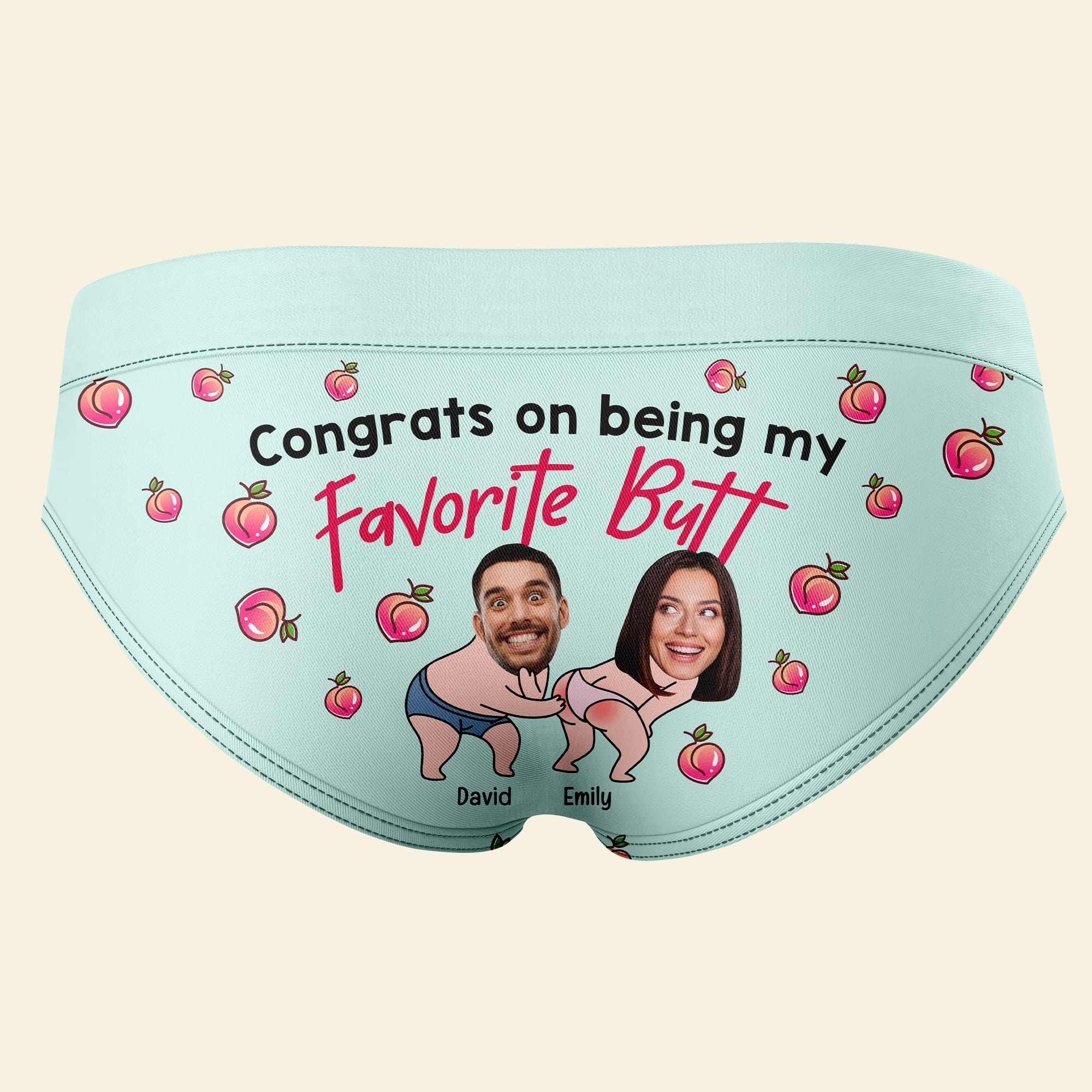 Personalized Couples' Photo Undies - Favorite Butt Design Boxer Briefs PopCulturePrints