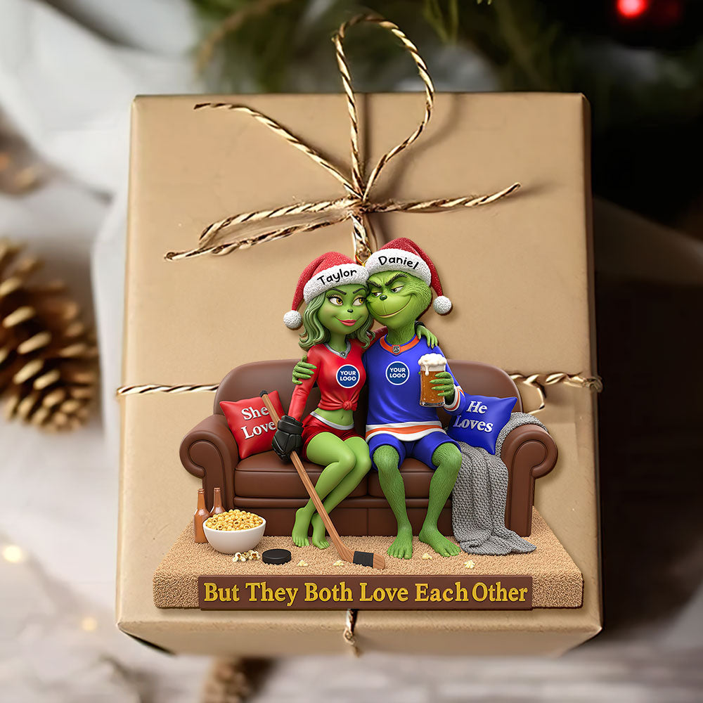 But They Both Love Each Other - Sporty Green Couple Christmas Ornament - Personalized Gifts for Couples Ornament PopCulturePrints