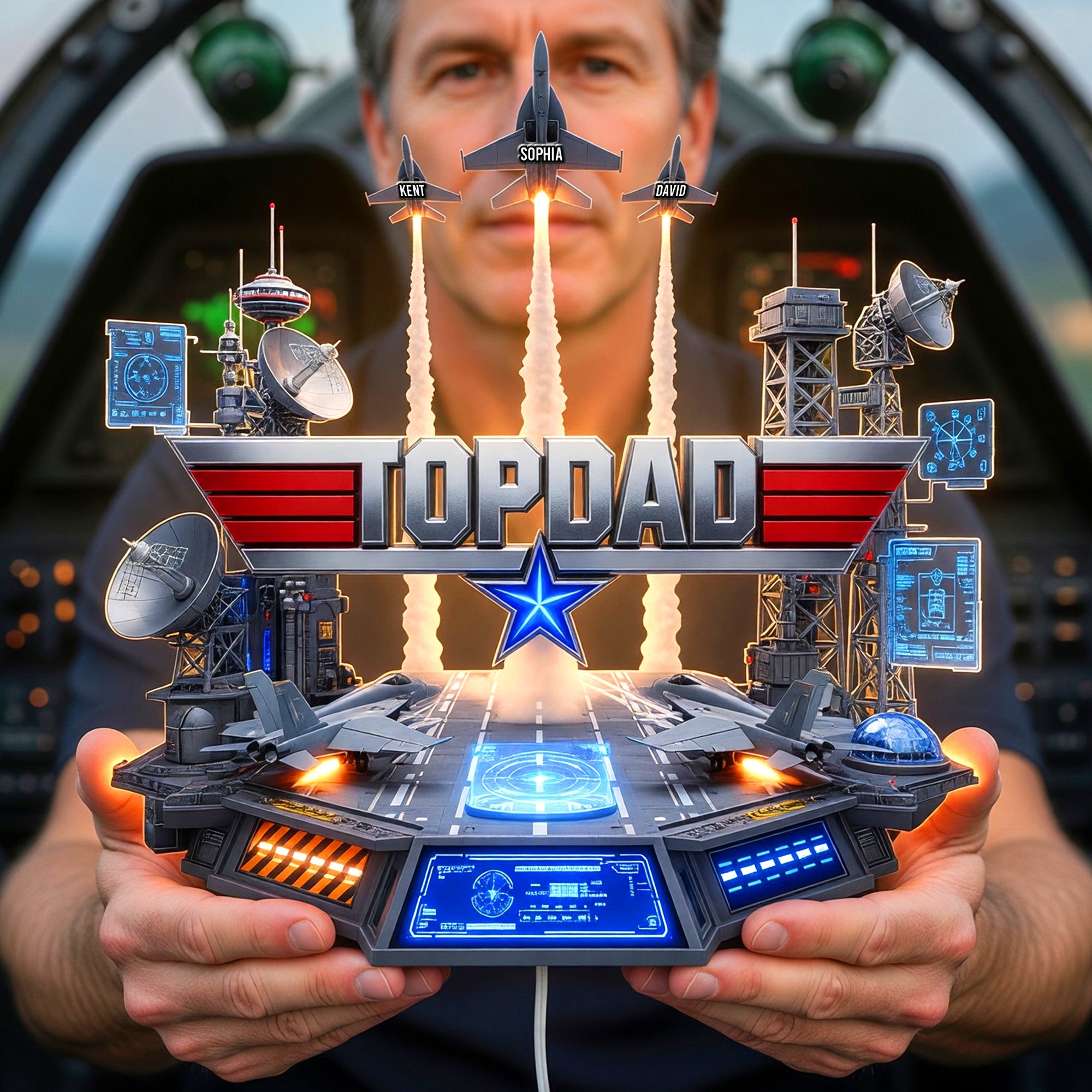 "Top Dad: The Ultimate Sky Commander" - Personalized Light Box for Dads, Grandpas & More Light Box PopCulturePrints