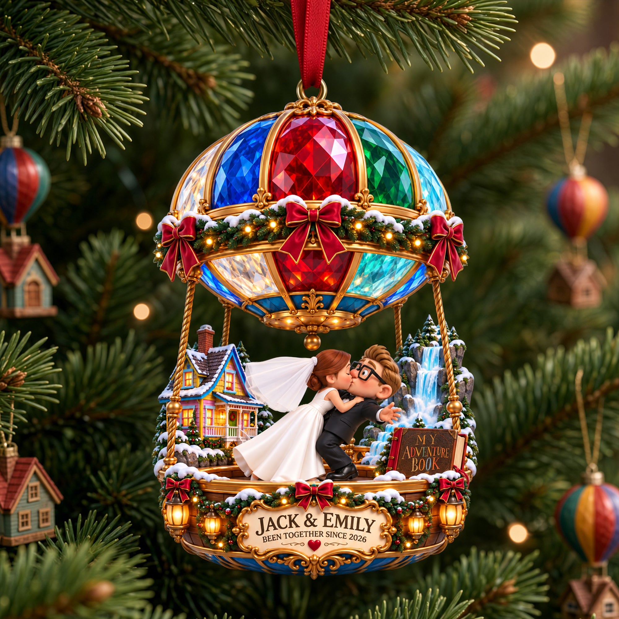 “Love Soars High!” - Hot Air Balloon Couple Ornament - Personalized Gifts for Couples