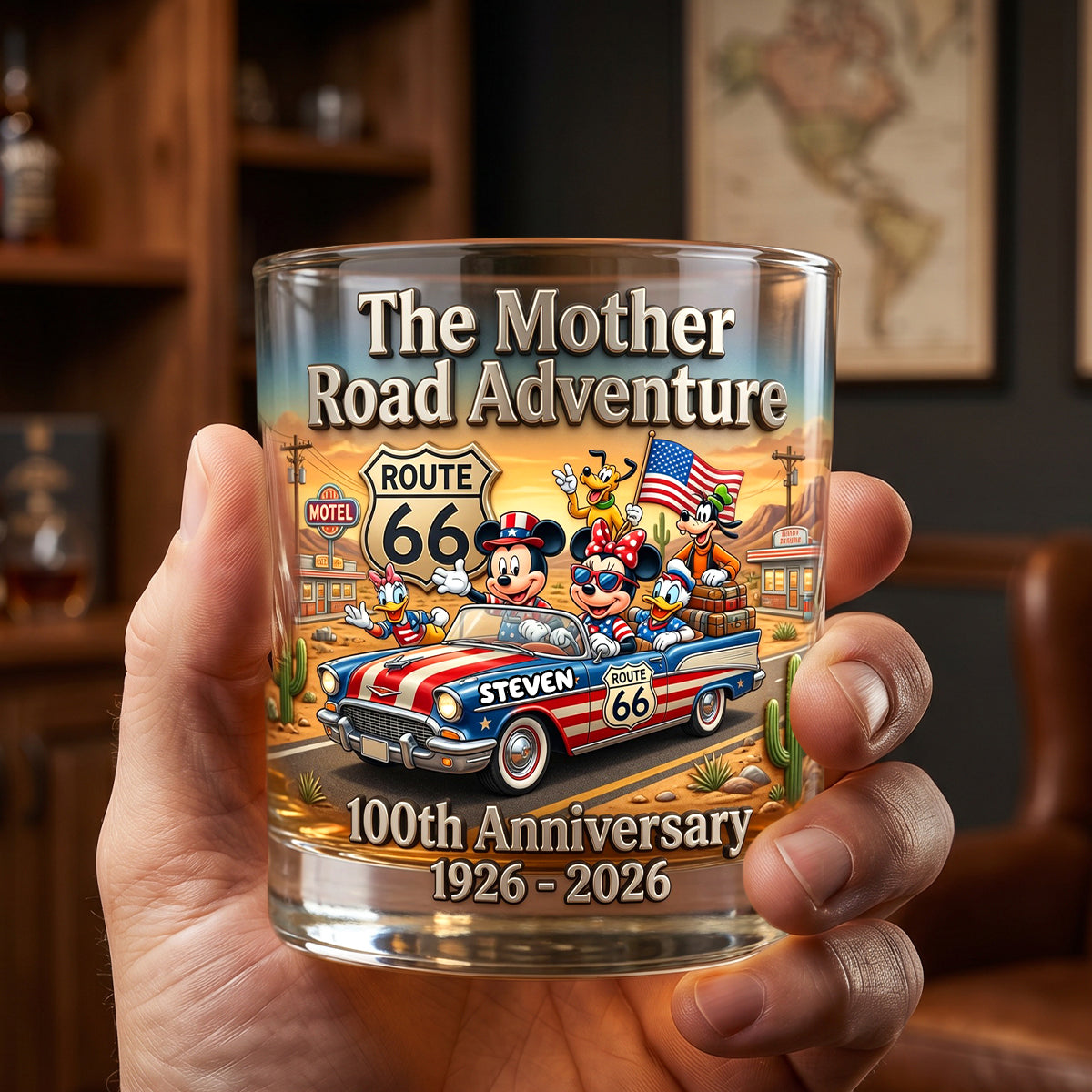 “Celebrate 100 Years of Adventure! Personalized Glass for Road Trip Lovers” - Custom Gift for Travel Enthusiasts Glass PopCulturePrints