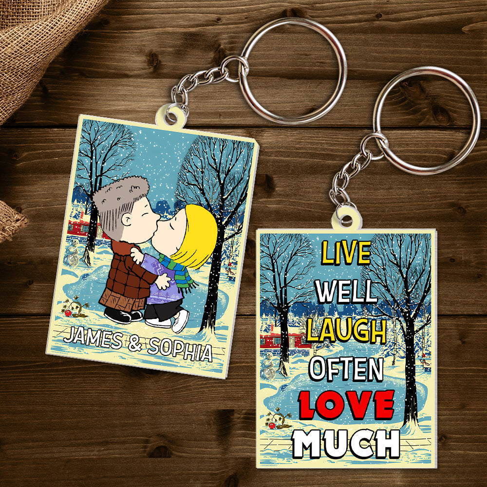 Personalized Four Seasons Couple Kissing Keychain