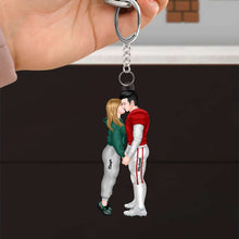 Load image into Gallery viewer, Personalized Sporty Couple Keychain - Kissing Lovers Gift Keychains PopCulturePrints
