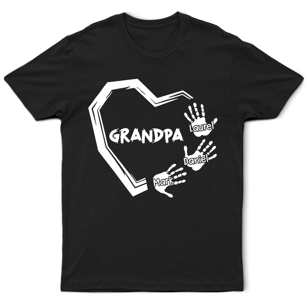 Love You Grandpa - Personalized Handprints T-Shirt T-shirt PopCulturePrints