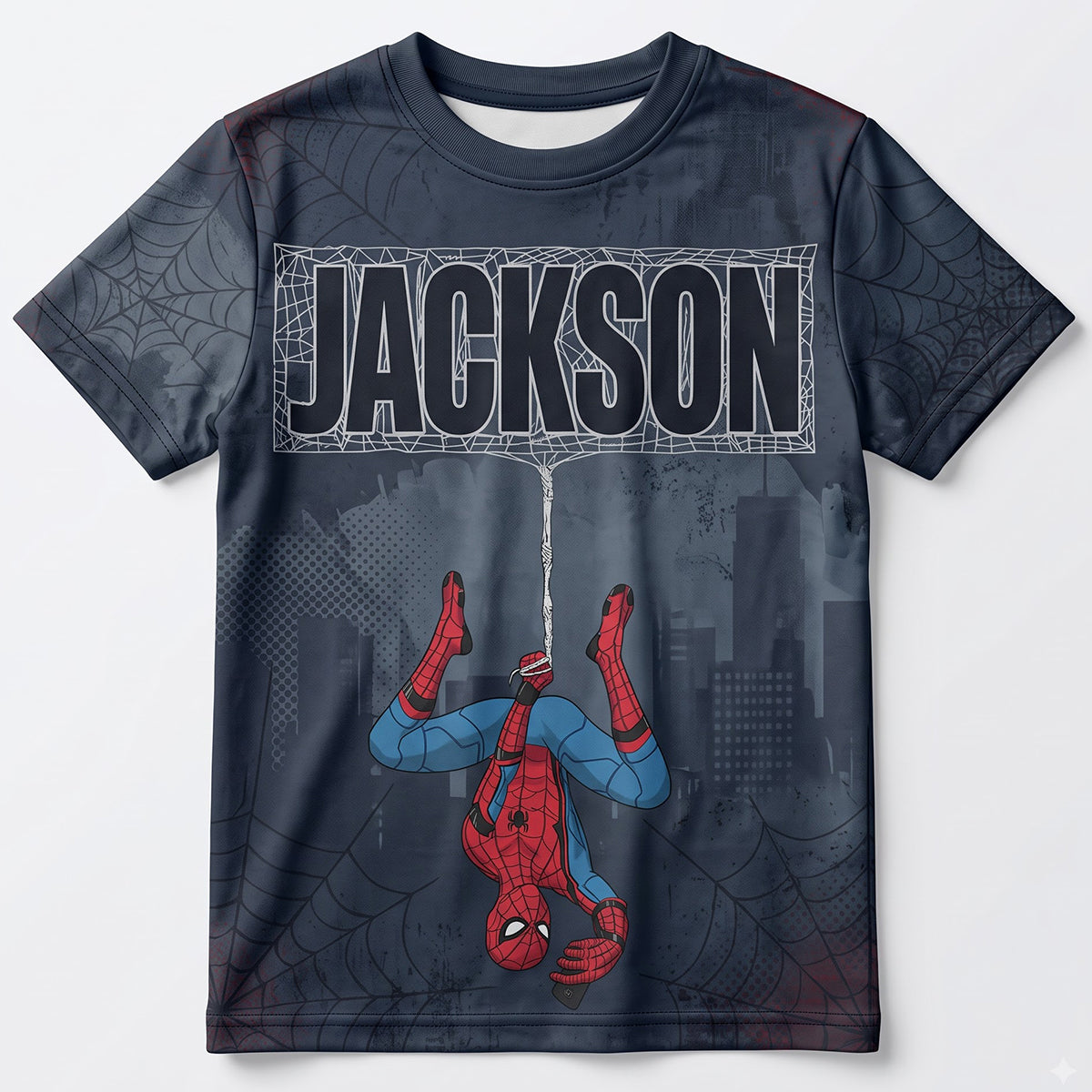 "Swing into Action!" – Web-Slinging Hero Personalized Shirt - Custom Gift for Movie Fans, Superhero Lovers, and Friends AOP Products PopCulturePrints