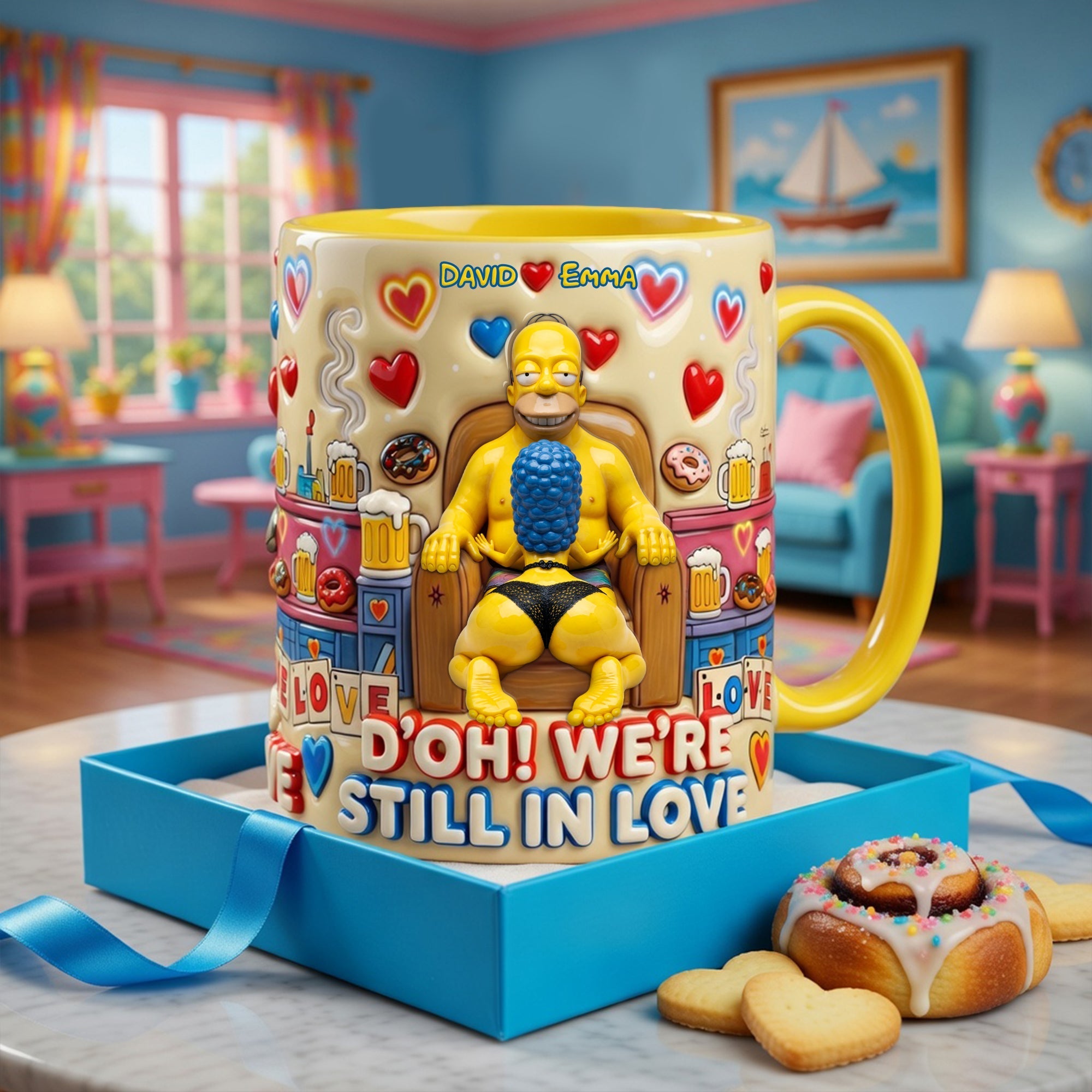 D'OH! WE'RE STILL IN LOVE - Personalized Coffee Mug for Couples