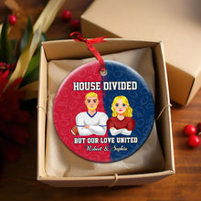 Load image into Gallery viewer, Custom Football Couple Ornament | House Divided | Valentine&#39;s Day Gifts Ornament PopCulturePrints
