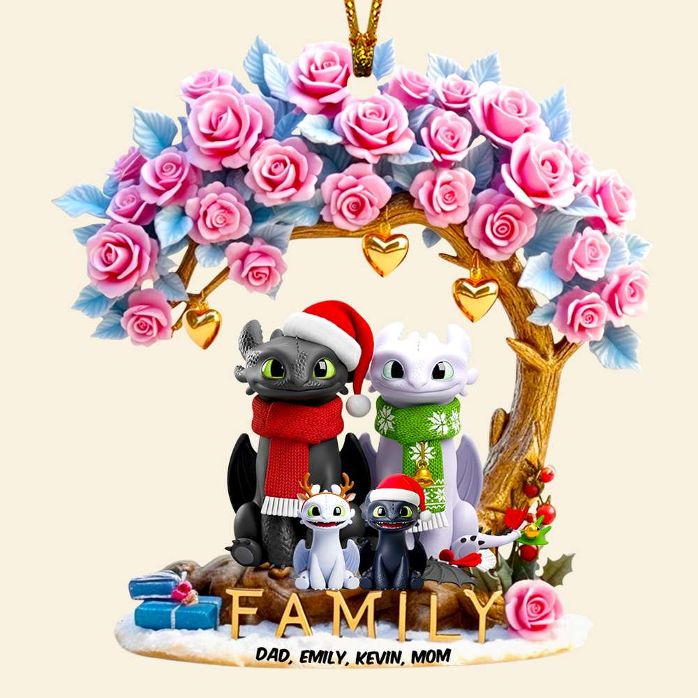 "Celebrate Family Moments with Love" - Personalized Smiling Family Christmas Ornament - Custom Gift for Family and Friends Ornament PopCulturePrints