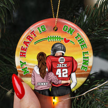Load image into Gallery viewer, Custom Football Lover Couple Ornament | Valentine&#39;s Day Gifts | Heartfelt Gift Ornament PopCulturePrints
