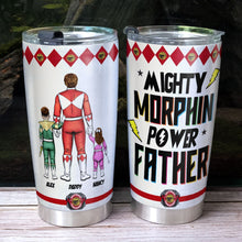 Load image into Gallery viewer, “A Father&#39;s Love is Mighty!” - Power Father Tumbler - Personalized Gift for Dad, Grandpa, and Any Father Figure Tumbler Cup PopCulturePrints
