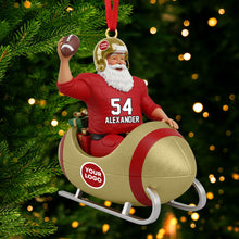 Load image into Gallery viewer, Sport Lover Santa Sleigh Ornament - Personalized Christmas Gift for Sports Fans Ornament PopCulturePrints
