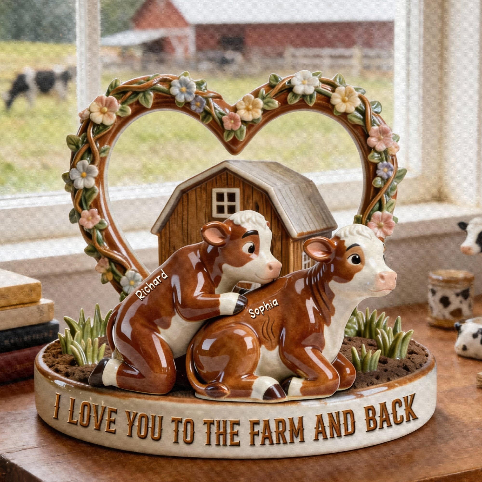 I Love You to the Farm and Back – Personalized Cow Couple Acrylic Plaque Shaped Plaques PopCulturePrints