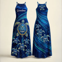 Load image into Gallery viewer, Embrace the Love: Personalized Turtle Grandma Suspender Maxi Dress - Perfect Gift for Mom, Grandma, and More! Dress PopCulturePrints
