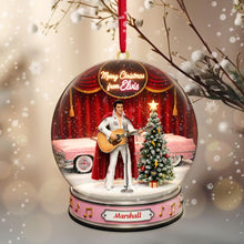 Load image into Gallery viewer, “Celebrate the King of Rock and Roll!” - Snowball Singer Fans Ornament - Personalized Gift for Elvis Fans Ornament PopCulturePrints
