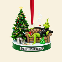 Load image into Gallery viewer, Smoke Up Grinches Ornament - Custom Gift for Herb Lovers Ornament PopCulturePrints
