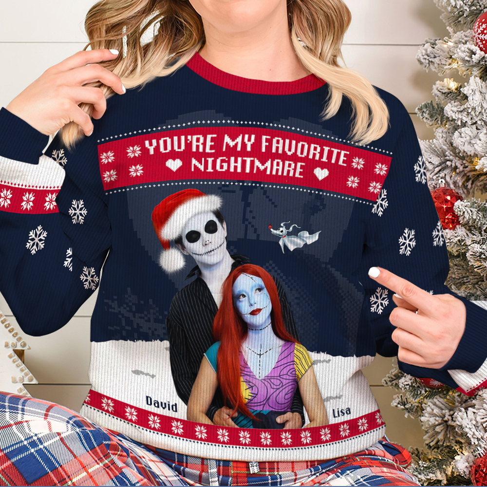 Personalized Christmas Couple Sweater - Favorite Nightmare