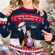 Load image into Gallery viewer, Personalized Christmas Couple Sweater - Favorite Nightmare
