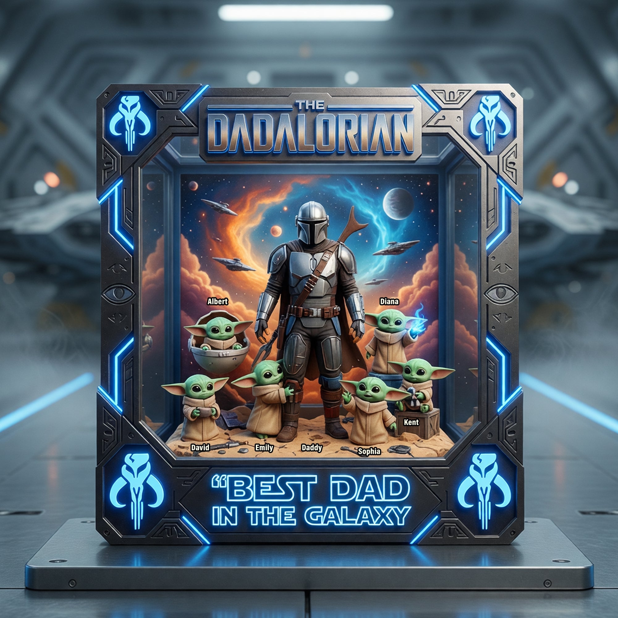 "Best Dad in the Galaxy" - Personalized Acrylic Plaque - Gift for Dad, Grandpa, and More Shaped Plaques PopCulturePrints