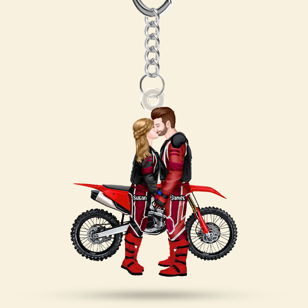 Personalized Motocross Couple Keychain - Unique Gift for Riders Keychains PopCulturePrints