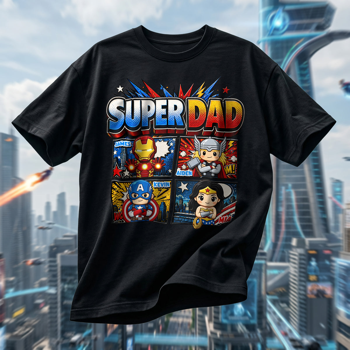 "Be the Hero in His Life" - Fearless Guardian Shirt - Personalized Gift for Dads, Grandpas & More Shirts PopCulturePrints