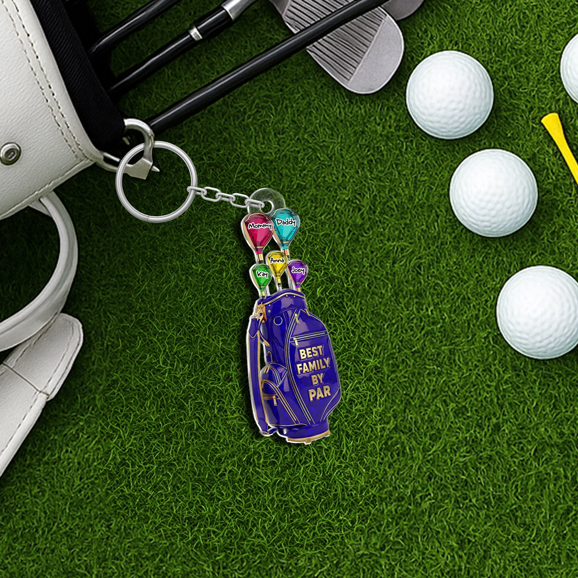 Best Family By Par - Personalized Acrylic Keychain for Golf Families Keychains PopCulturePrints
