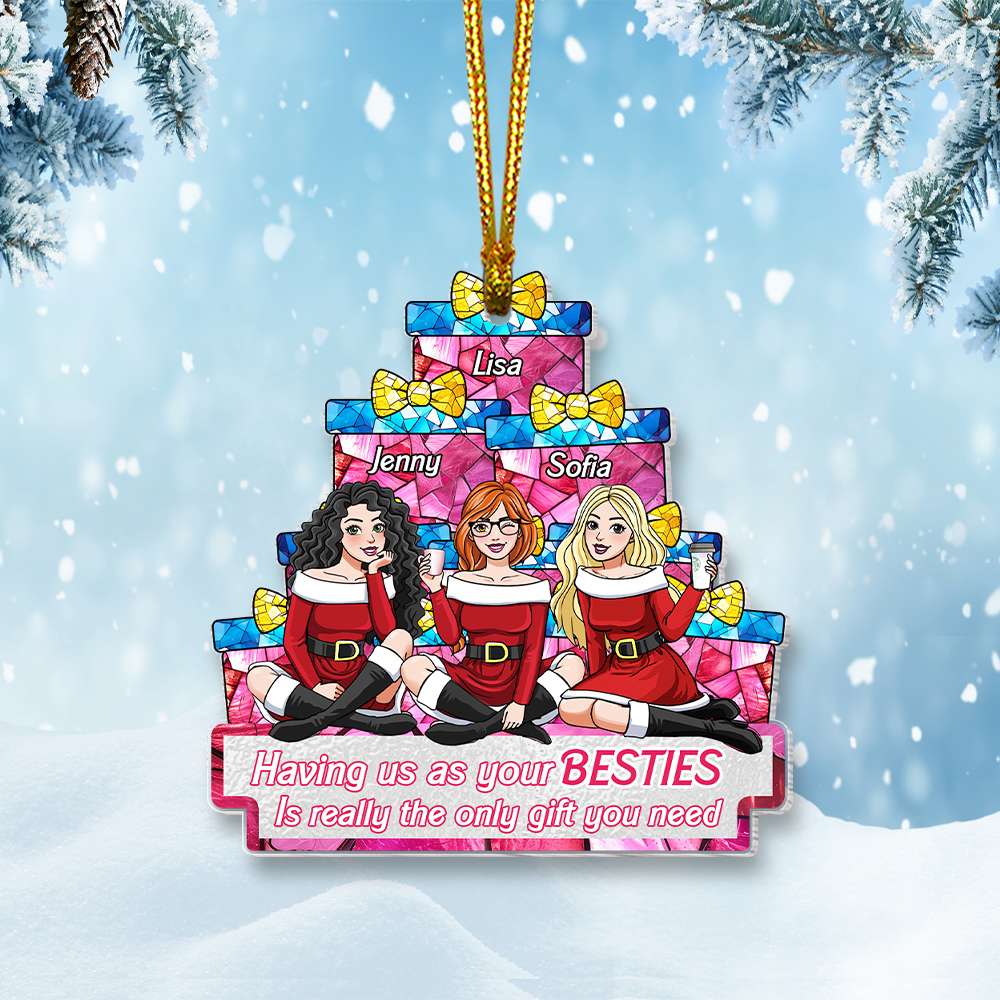 Personalized Best Friends Christmas Ornament - Custom Name Gift