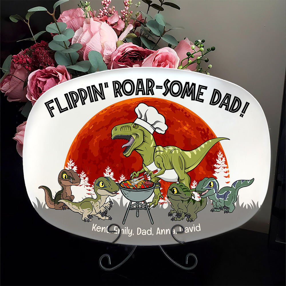Personalized Dinosaur BBQ Dad Resin Plate Resin Plate PopCulturePrints