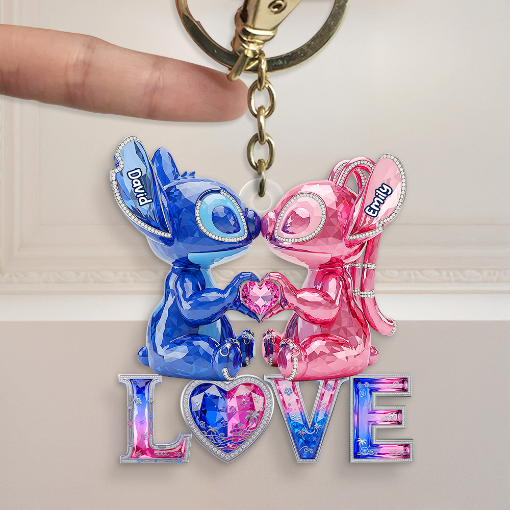 Love is Out of This World - Kissing Aliens Couple Acrylic Keychain - Personalized Gifts for Couples Keychains PopCulturePrints