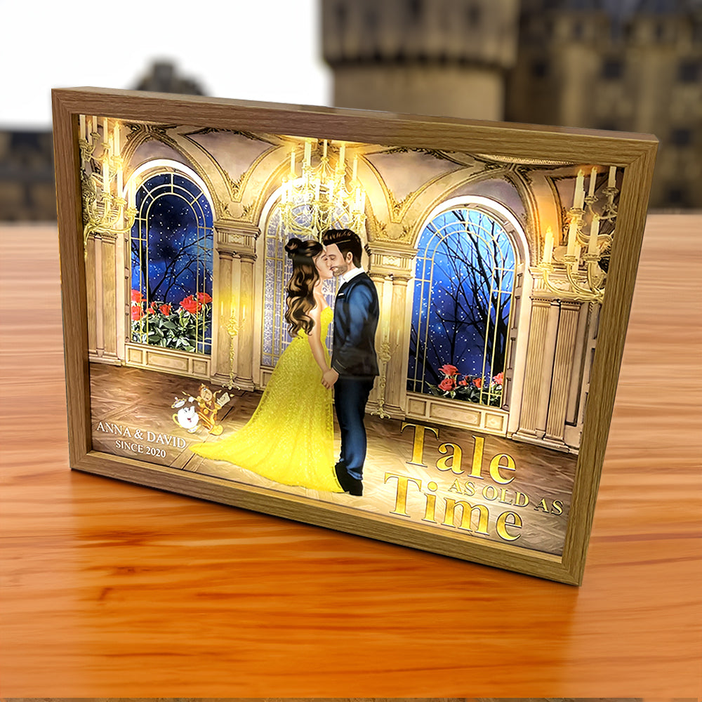 Personalized Wedding Anniversary Light Frame - Kissing Couple at the Palace Light Picture Frame PopCulturePrints