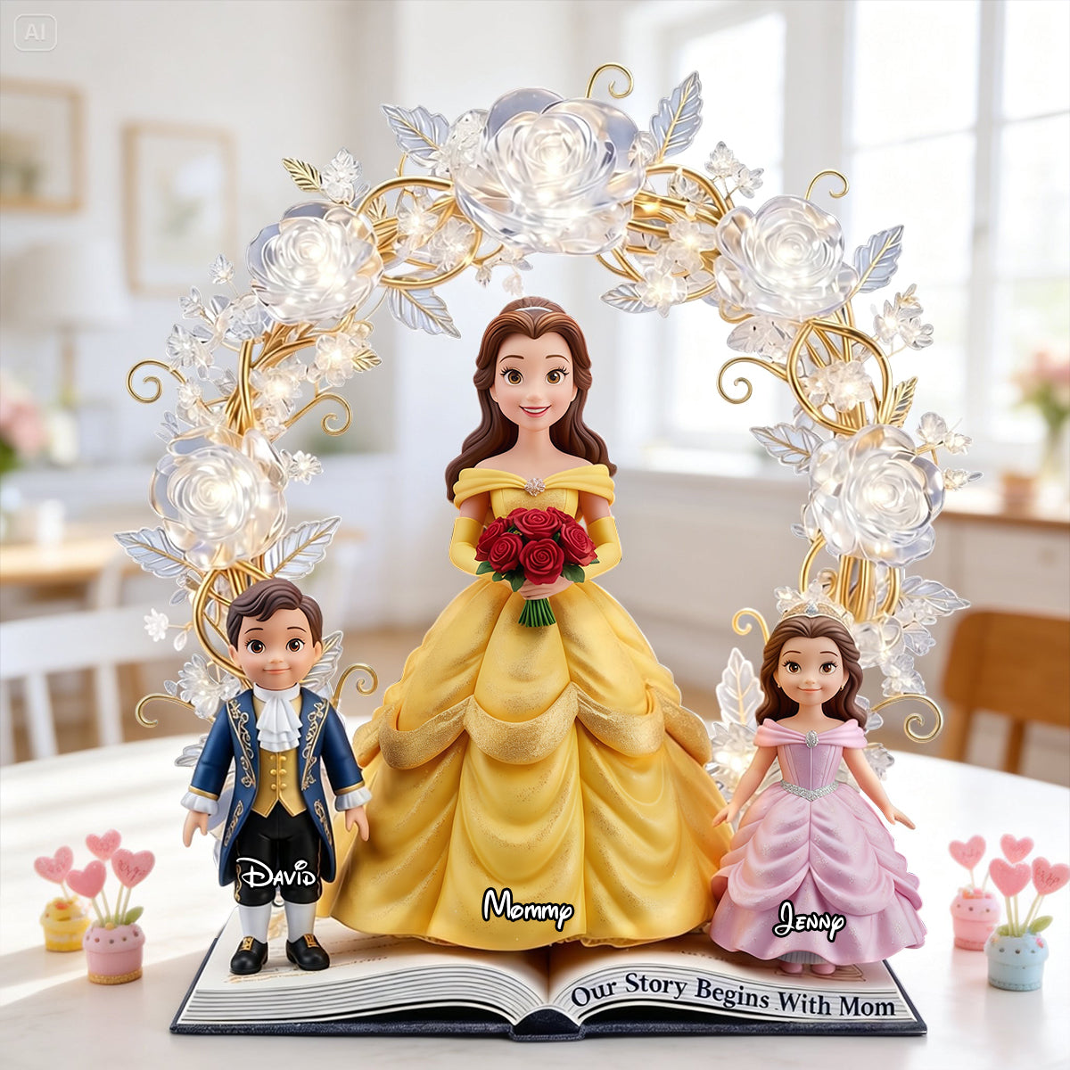 Our Story Begins With Mom - Personalized Acrylic Plaque for Mother's Day, A Unique Gift for Mom and Grandma Shaped Plaques PopCulturePrints