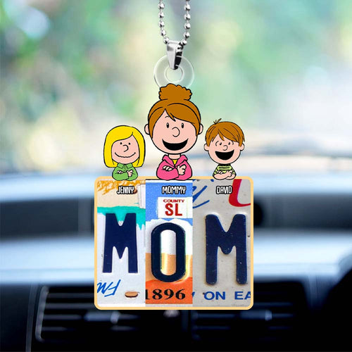 Personalized Family Car Ornament - Custom Mom and Kids Design Ornament PopCulturePrints