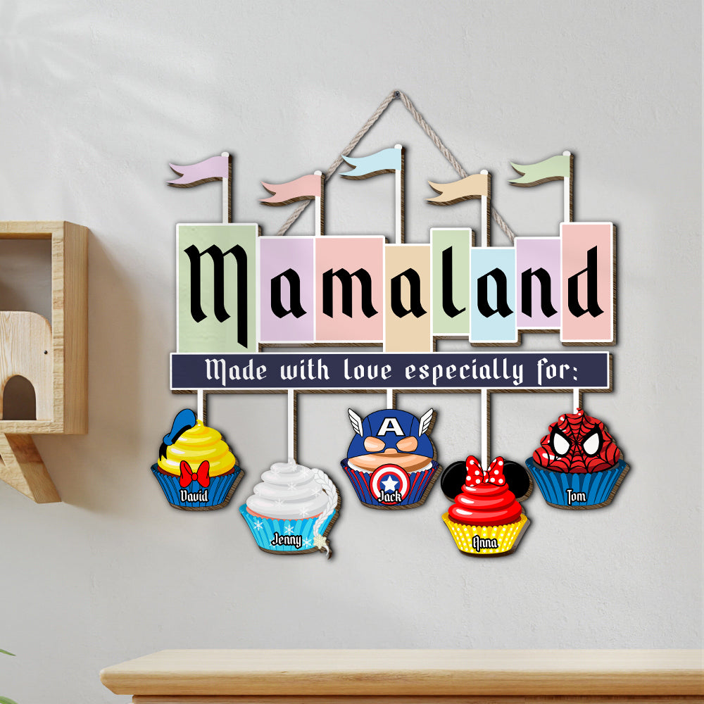 Customizable 'Mamaland' Wood Sign for Moms - Personalized Gift Wood Sign PopCulturePrints